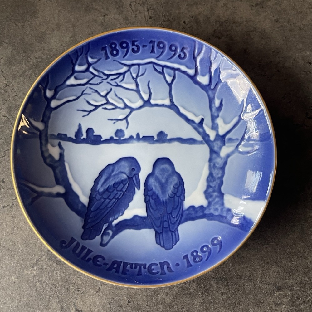 VTG Bing & Grondahl Centennial Plate The Crows 100th Anniversary Blue Gold Rim